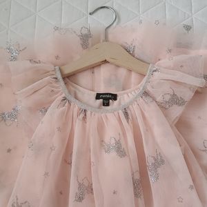 Zunie Blush Mesh Dress with Sparkly Unicorns